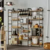 IRONCK Bookcases and Bookshelves Triple Wide 5 Tiers Industrial Bookshelf with Baffles Large Etagere Bookshelf with Metal Frame 1