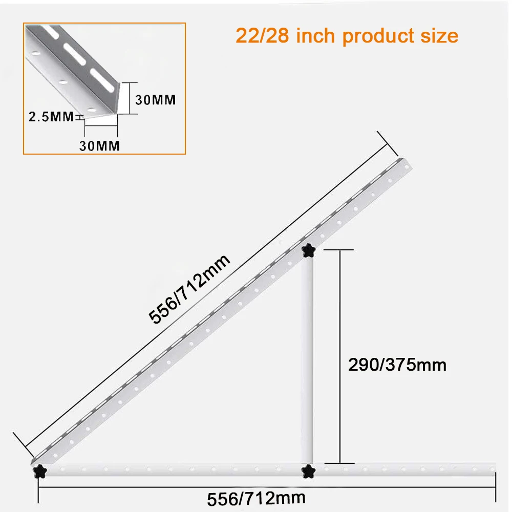 Staffe Montaggio Pannelli Solari VEVOR - Inclinazione 0-90°, Per 100-300W, Lega Alluminio - Foto 2