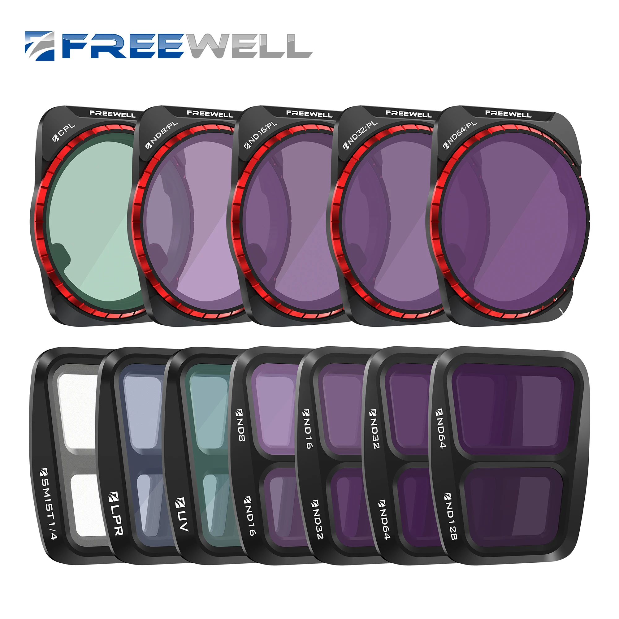 Freewell Split Nds, Cpl, Snow Mist 1/4, Filtro Per La Riduzione Dell'Inquinamento Luminoso Mega 12 Pack Compatibile Con Dji Air 3