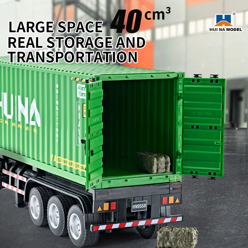 New Huina Toys 1:18 Scale Nine-channel Alloy Remote Control Cargo Cars Kids Toys RC Car Semi Truck Children Gifts With Color Box 4