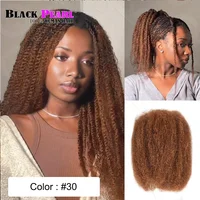 Cheveux humains en vrac Afro Kinky Black Pearl Top QVR Peruvian Kinky Curly Mini Twist 50G/pièce pour tressage, 100% Remy Hair Bundles 5