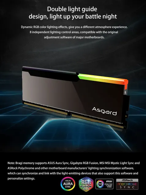 Asgard Bragi DDR4 RGB RAM 16GB 32GB 3600MHz 4000MHz Selected B-die 