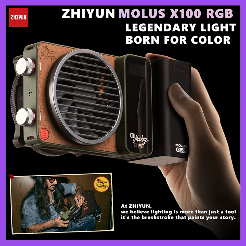 ZHIYUN MOLUS X100 RGB 100W COB LED Light Photography Lighting Outdoor Photo/Video Shooting Handheld Portable Pocket Light led video light mini led video light