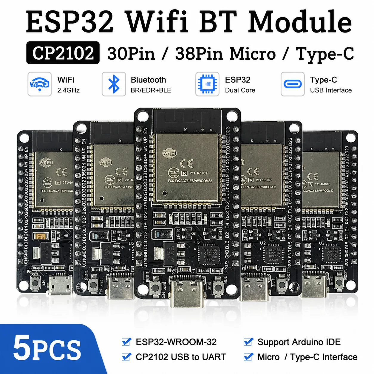 ESP32 บอร์ดพัฒนา 2.4G WiFi + Bluetooth ใช้พลังงานต่ำ