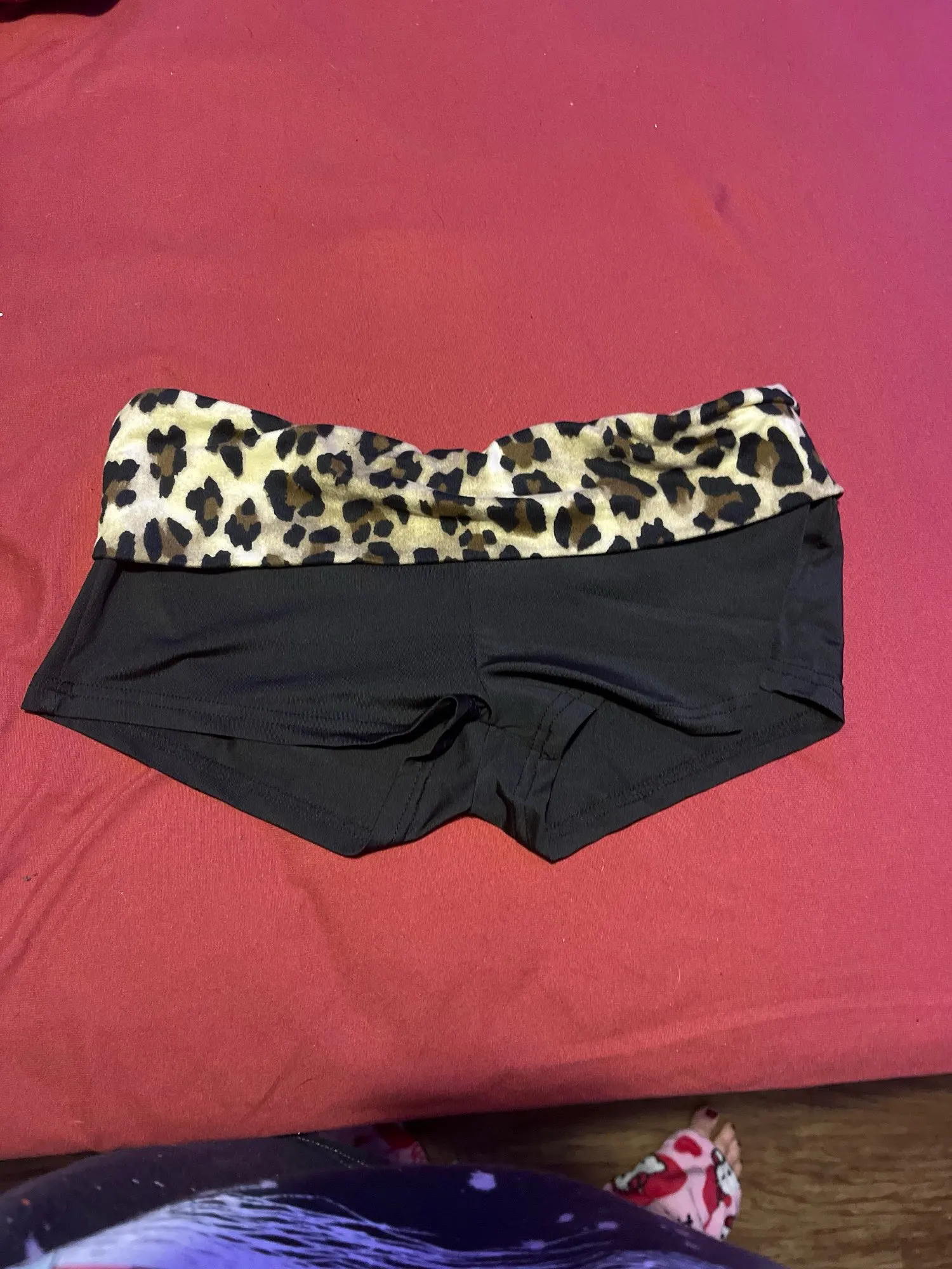 Women’s Low-Rise Leopard Patchwork Mini Shorts photo review