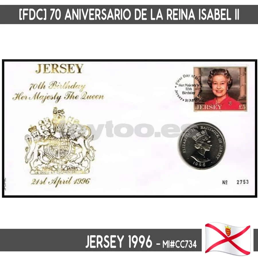 D0101 # Jersey 1996. [Fdc] 70Th Anniversary Of Queen 545 Ii (Mnh) Mi # Cc734