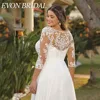 EVON BRIDAL Civil 3/4 Sleeves Plus Size Wedding Dress For Bride V-Neck Chiffon Bride Gown Robe De Mariée A-Line Customized 2