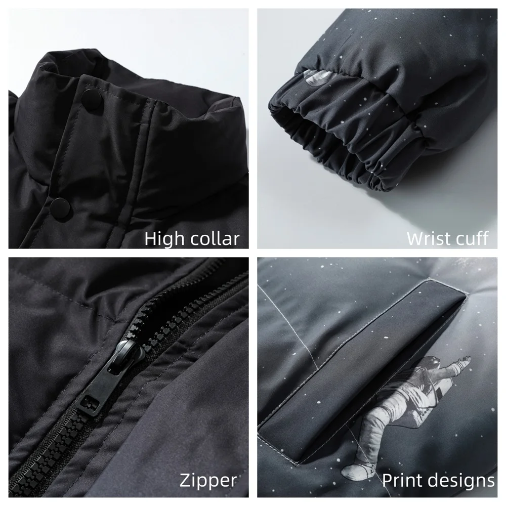 COUTUDI-Men's Warm Puffer Jackets, Thick Parkas, Padded Down Outwear, Long Sleeve, Couple Color Changing, Casual, Winter, New