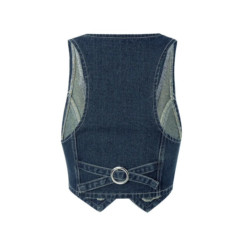 y2k PU Leather Vest Vintage Aesthetic Women V Neck Sleeveless Button Tank Tops 2000s Dark Academia Tshirt Waistcoat