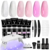 Poly Extension Gel Nail Kit White Pink Builder Nail Gel Kit With Slip Solution Dual Nail forms for Poly Gel Nail Starter Kit 1