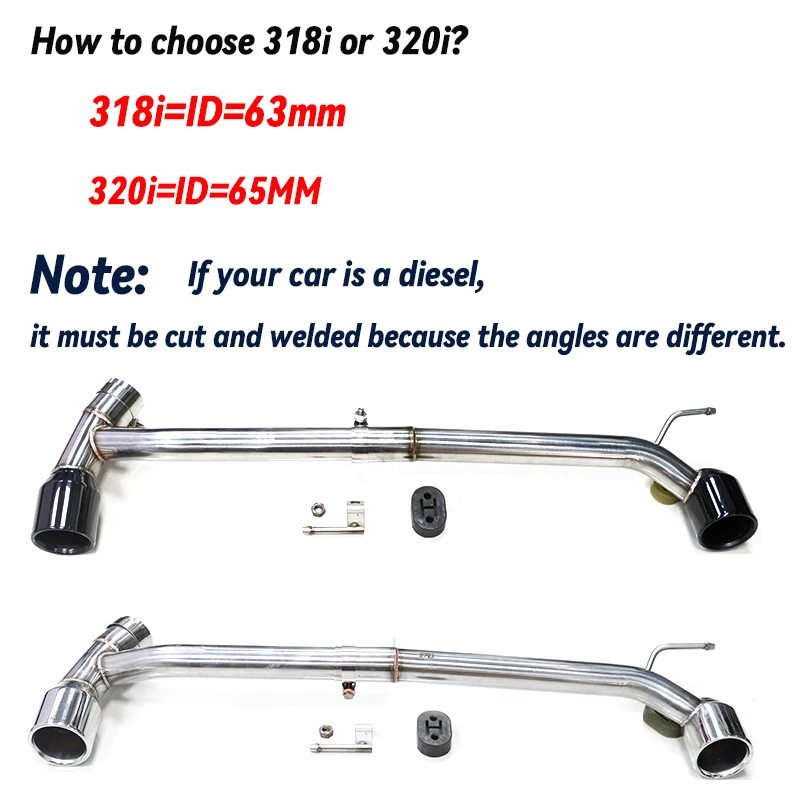Exhaust muffler tip exhaust trim pipe Double carbon fiber 304 stainless steel exhaust tailpipe For BMW F30 F31 320i 318i 3 Series 2013-F32 420i 418i muffler tip