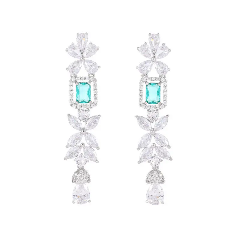 

Long Cubic Zircon Crystals Earring for Bride, Classic Women Girl Dangler Birthday Party Jewelry LYI099