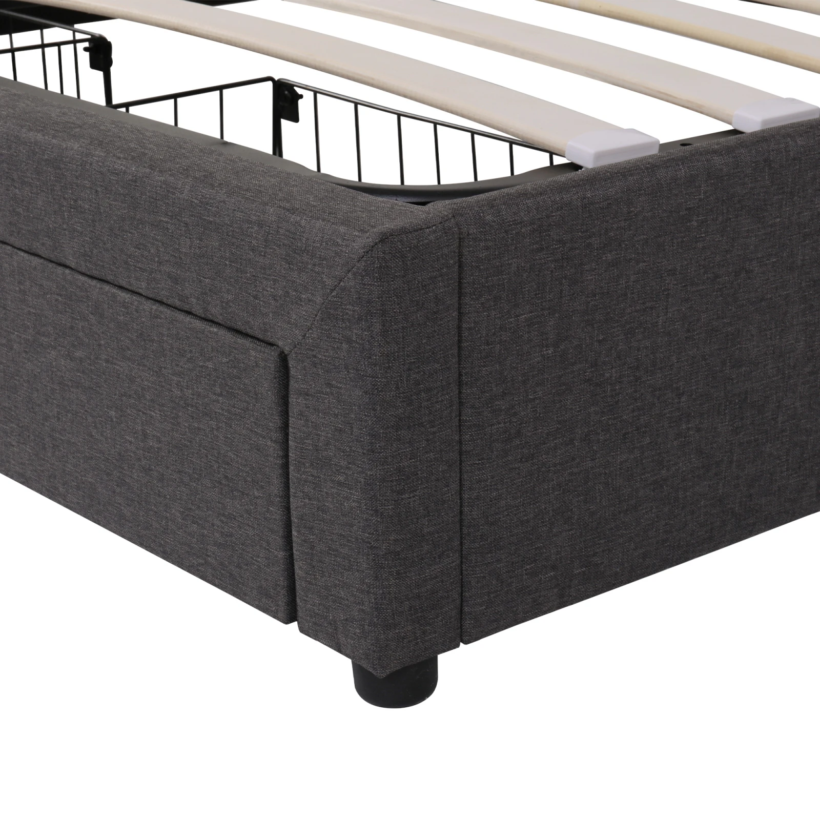 Anajqaqia 180X200 cm, Doppelbett mit zwei Schubladen, Erwachsenenbett mit LED-Beleuchtung, hydraulisches Bett mit Stauraum, Leinengrau – Detail 14