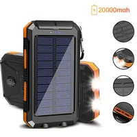Portable Solar Power Bank 20000mAh Quick Charging Outdoor Phone Charger with Compass LED Flashlight For Mobile Phone Power Bank