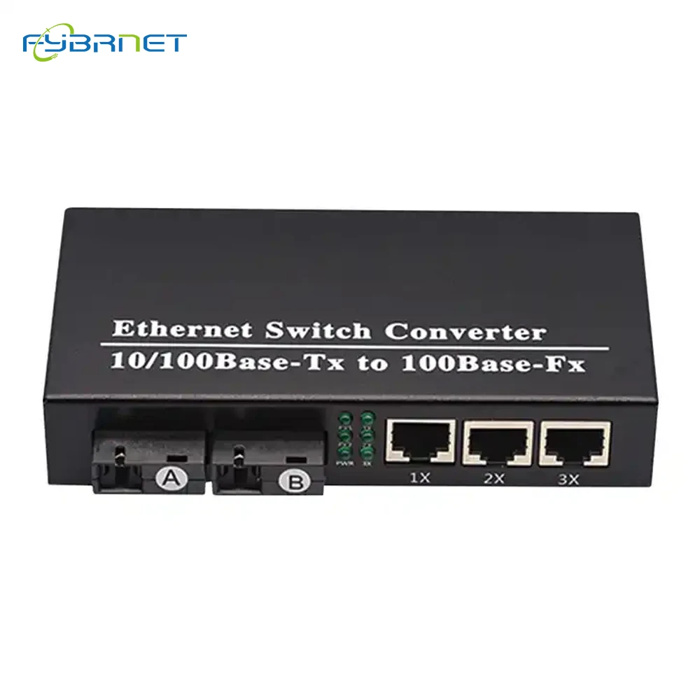 2F3E 10/100M Fast Ethernet 2 Fiber 3 RJ45 fiber switch Optical Media Converter Ethernet SC Single Mode Fiber Switch