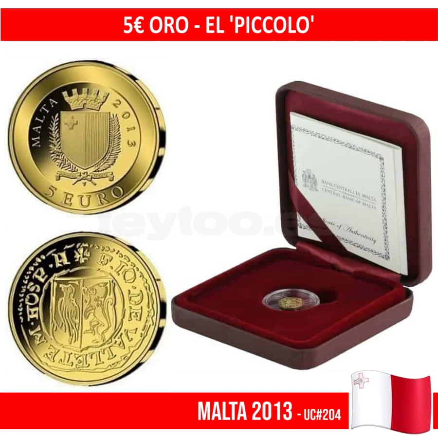 J0008 #2013 Malto. Il Piccolo. 5 Euro. Oro (Fdc) Uc #204