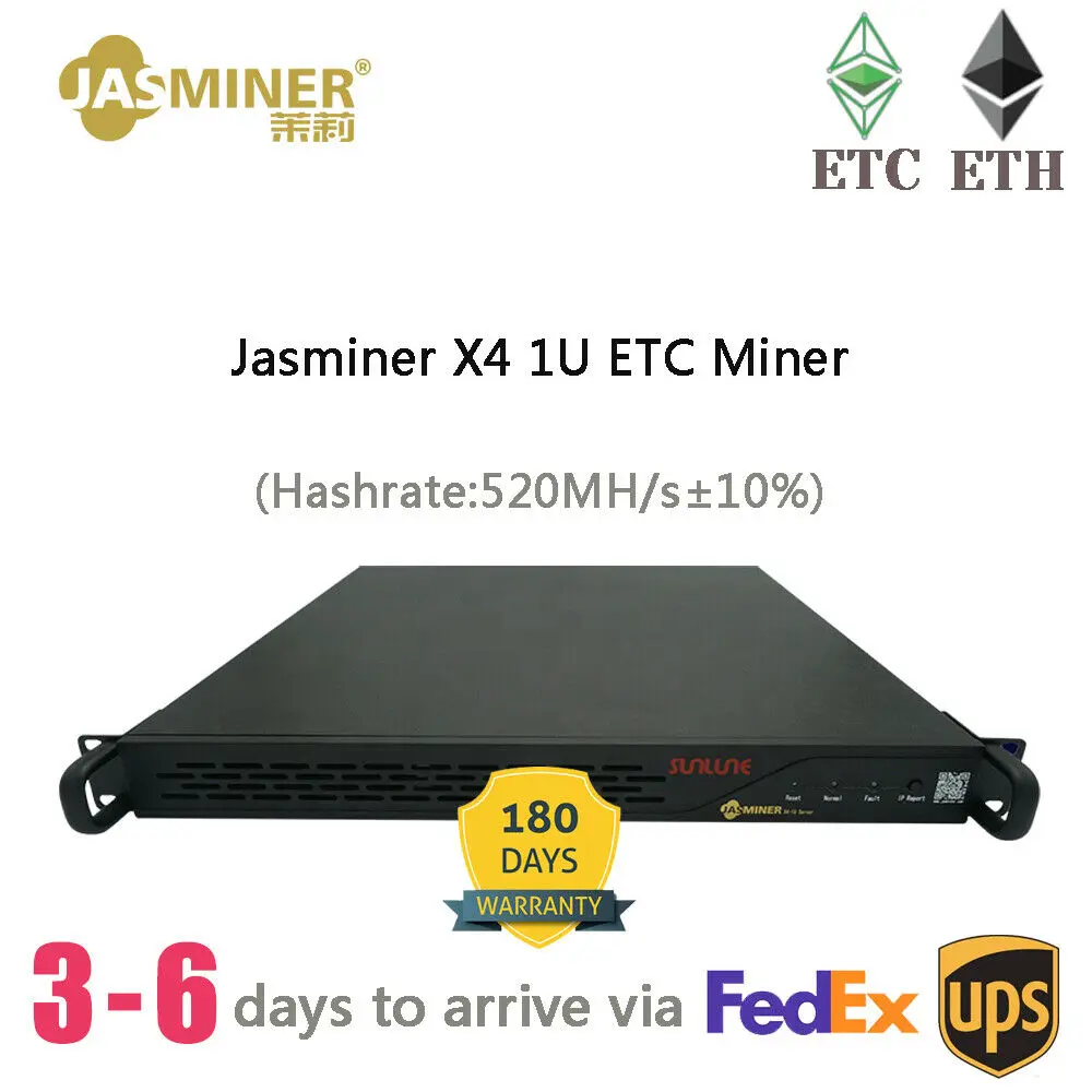 Perfect JASMINER X4 1U Server Ethereum Miner 520MH/s Maximum Hashrate ...