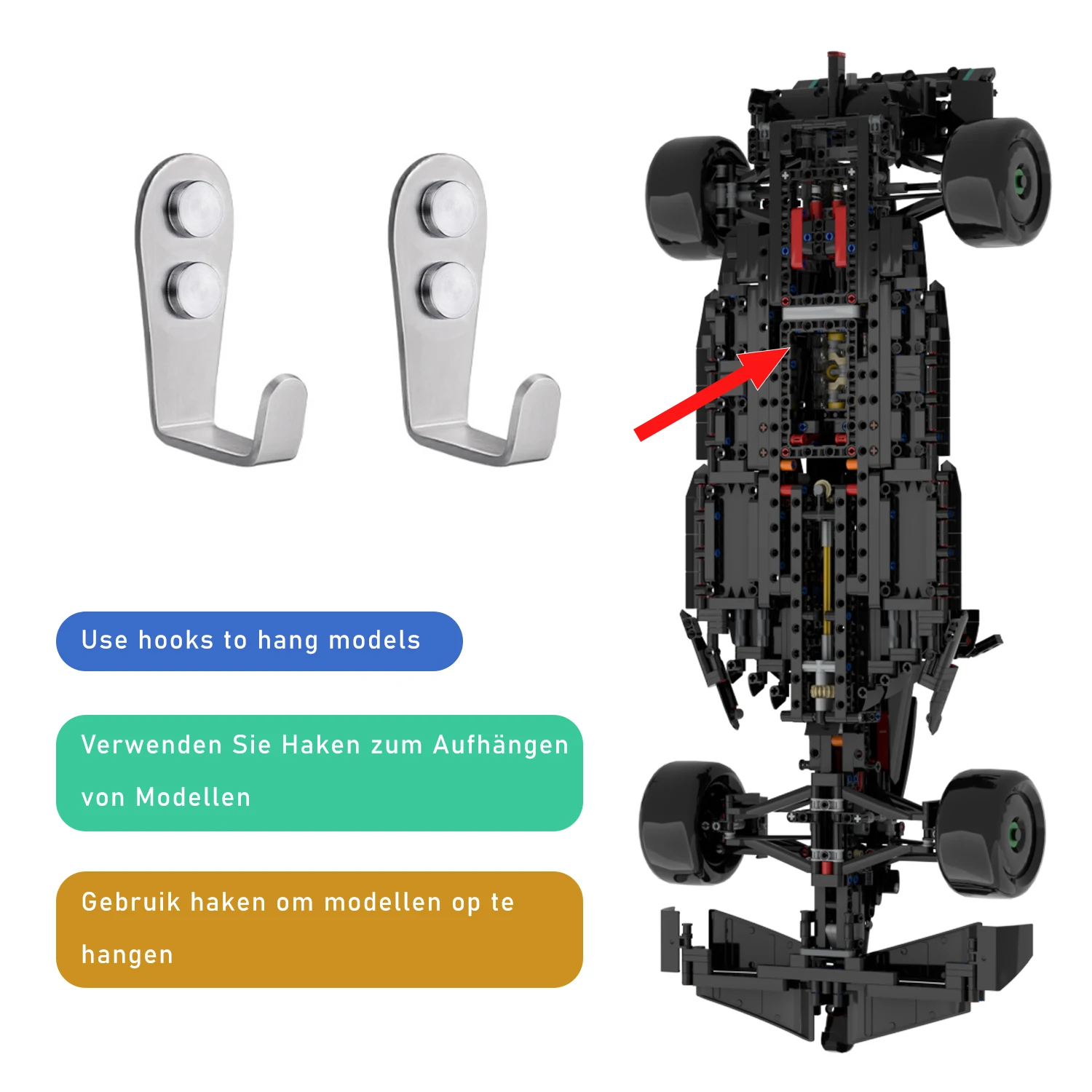 XGREPACK Goods Wall Mount Hook for Lego Technic Mercedes-AMG F1 W14 E (42171 Wall Hook) 3