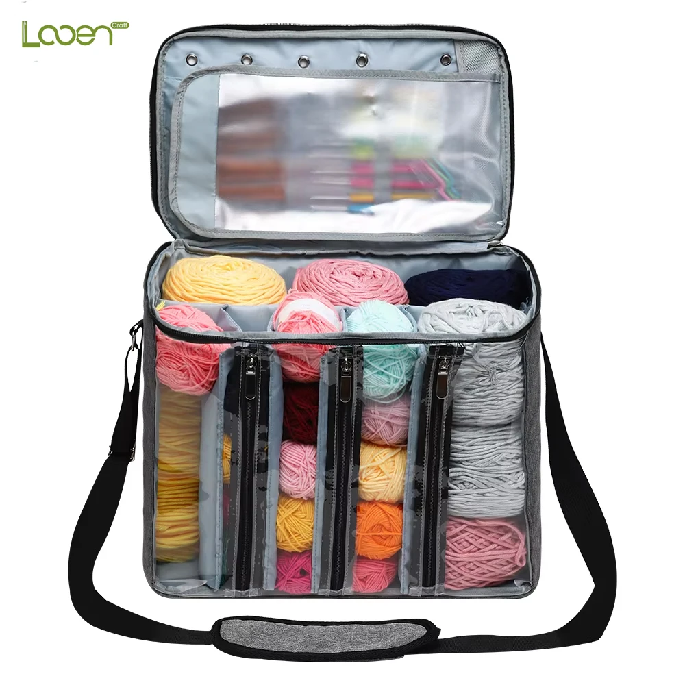 Sewing Accessories Sewing Storage Box Knitting Tool Organizer Portable DIY Knitting Needles Storage Bags Crochet Hooks Organizer Holder Yarn Thread Tote for Home Sewing Needlework Handbags