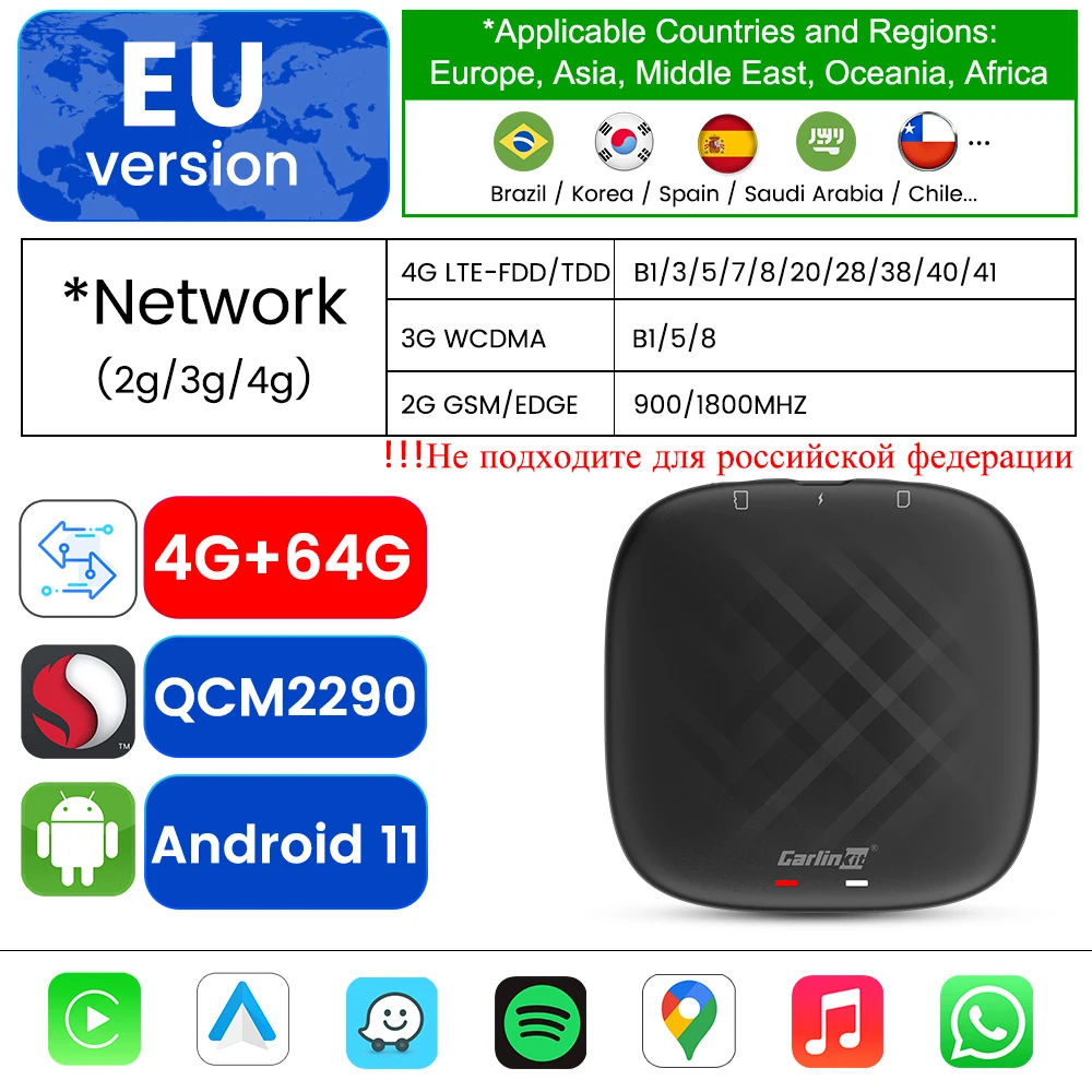 Carlinkit Ai Box Mini, Android 11, Multimedia Video Magic  Box,3GB+32GB,Built-in GPS,Wireless Caplay & Wireless Android Auto, Only  Support Car with OEM