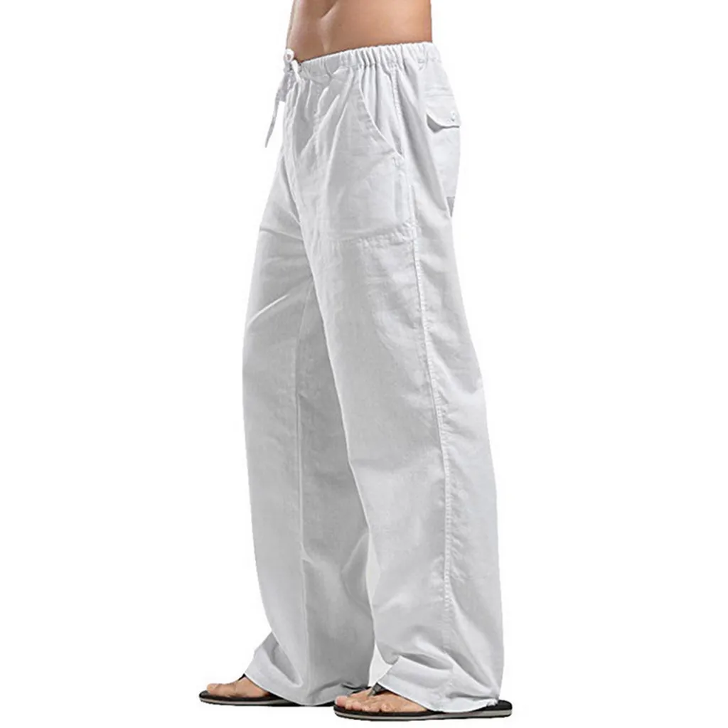 

2023 Men's Pants Casual Lightweight Pants Solid Color Pants Fashion Men Clothing Baggy Pants Linen Pants Men