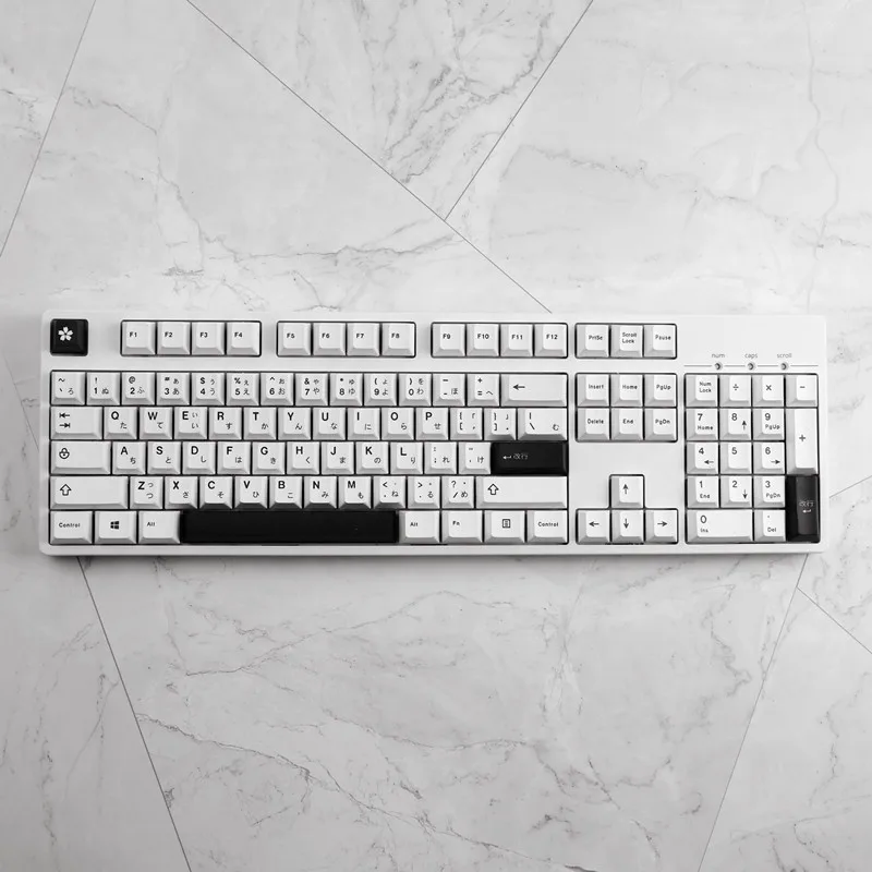 Teclas Preto e Branco Japonês Keycaps Cereja Perfil Pbt Tintura Sublimação Teclado Mecânico para mx Switch 61 64 68 129 - Imagem 3