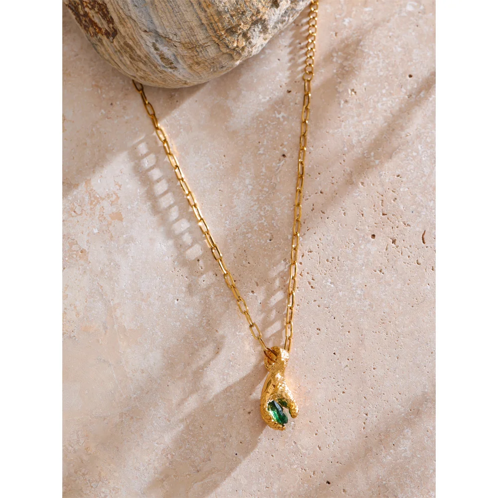 Yhpup Necklace Cubic Zirconia Golden Chain
