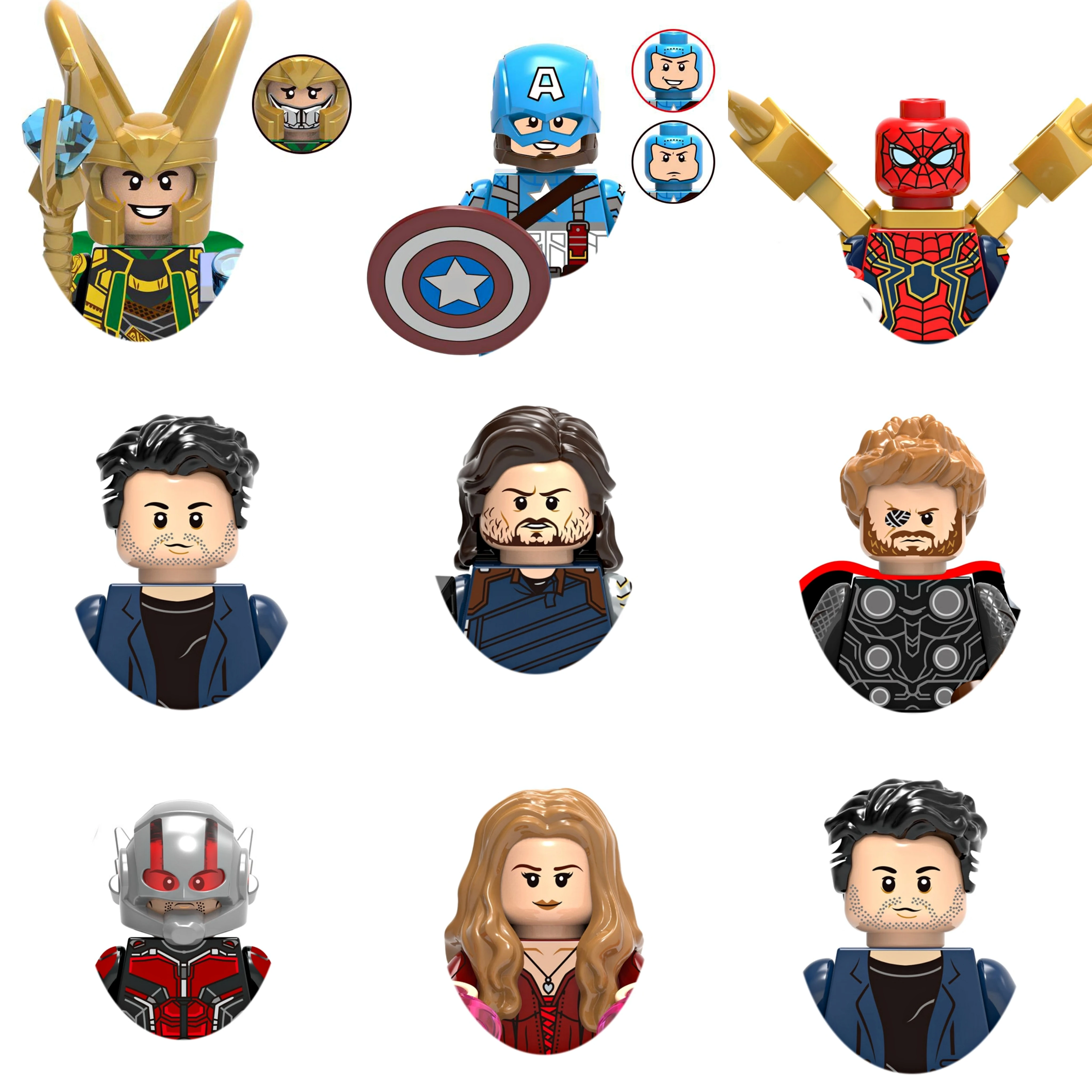 Avenge Superhero Building Blocks Loki Thor Hawkeye Thanos Vision Falcon Mini Action Figure Mattoncini Assemblaggio Giocattoli Per Bambini Regalo