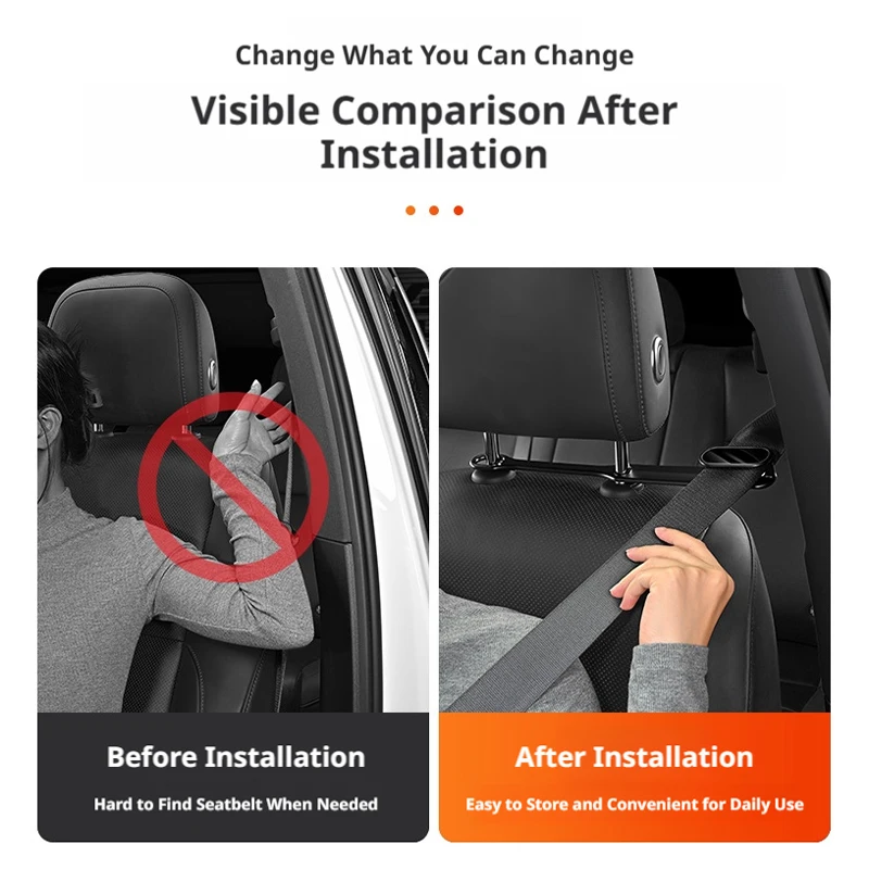 SEAMETAL Car Seat Belt Holder Headrest Seat Belt Fastener Mount Backseat Seatbelt Guide Reduce Noise Relieve Shoulder Friction 2