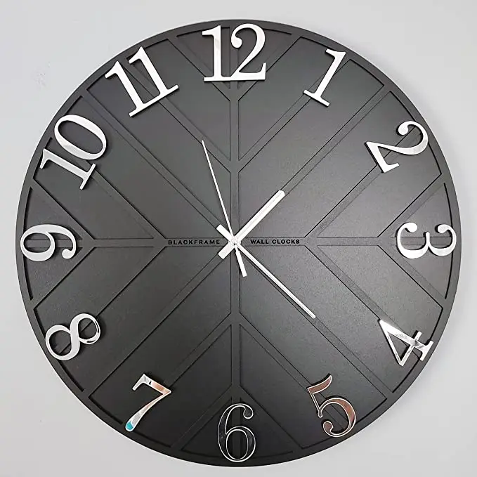 

Diagonal Lines-Black & Silver-50cm Wall Clock