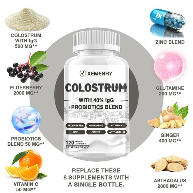 2208-5072c7.jpg Colostrum Capsules - 40% LgG - Supports Intestinal Digestion and Immune Health Improve Focus, Skin, Gut Health - 120 Capsules