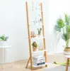 5-Tier Bamboo Ladder Shelf - Leaning Wall Design - Multi-Purpose Storage for Indoor/Outdoor - White Finish - Space-Saving Displa 1