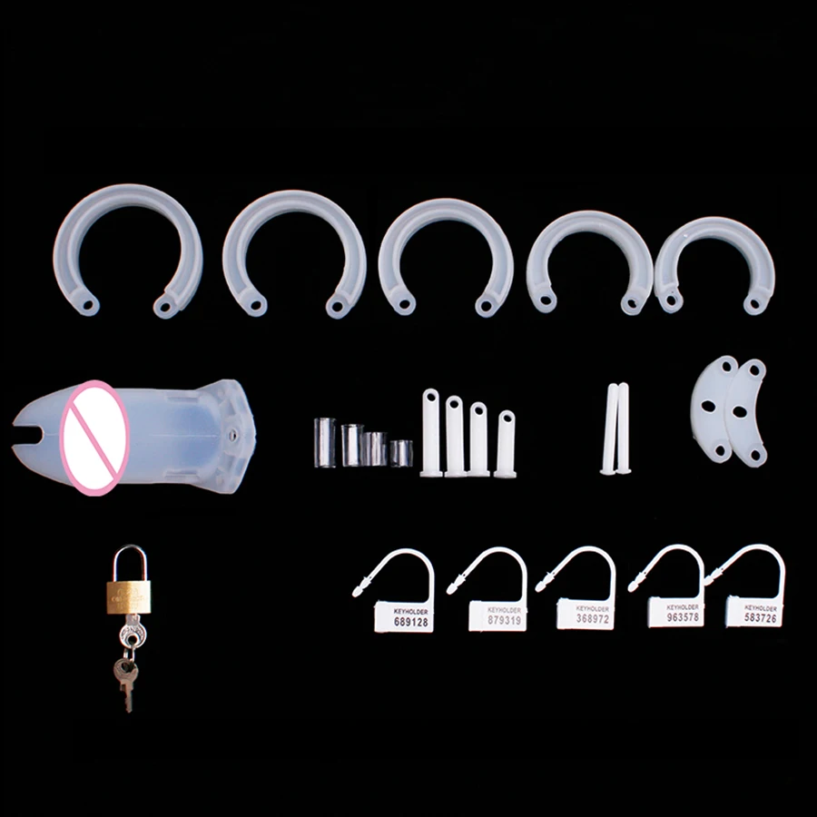 Penis chastity cage Chastity lock sex toy Chastity cage accessory Male chastity cage device small/standard cock cage with 5 size rings brass lock locking number tags erotic urethral men sexy toy