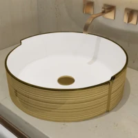 MEJE Art Basin Above Counter Bathroom Vessel Sink, Porcelain Ceramic Countertop (Include Pop Up Drain) 1