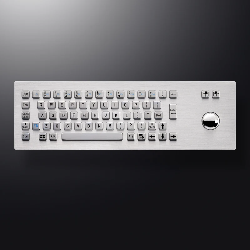 Промышленная клавиатура с трекболом 67 клавиш USB нержавеющая сталь металл прочные