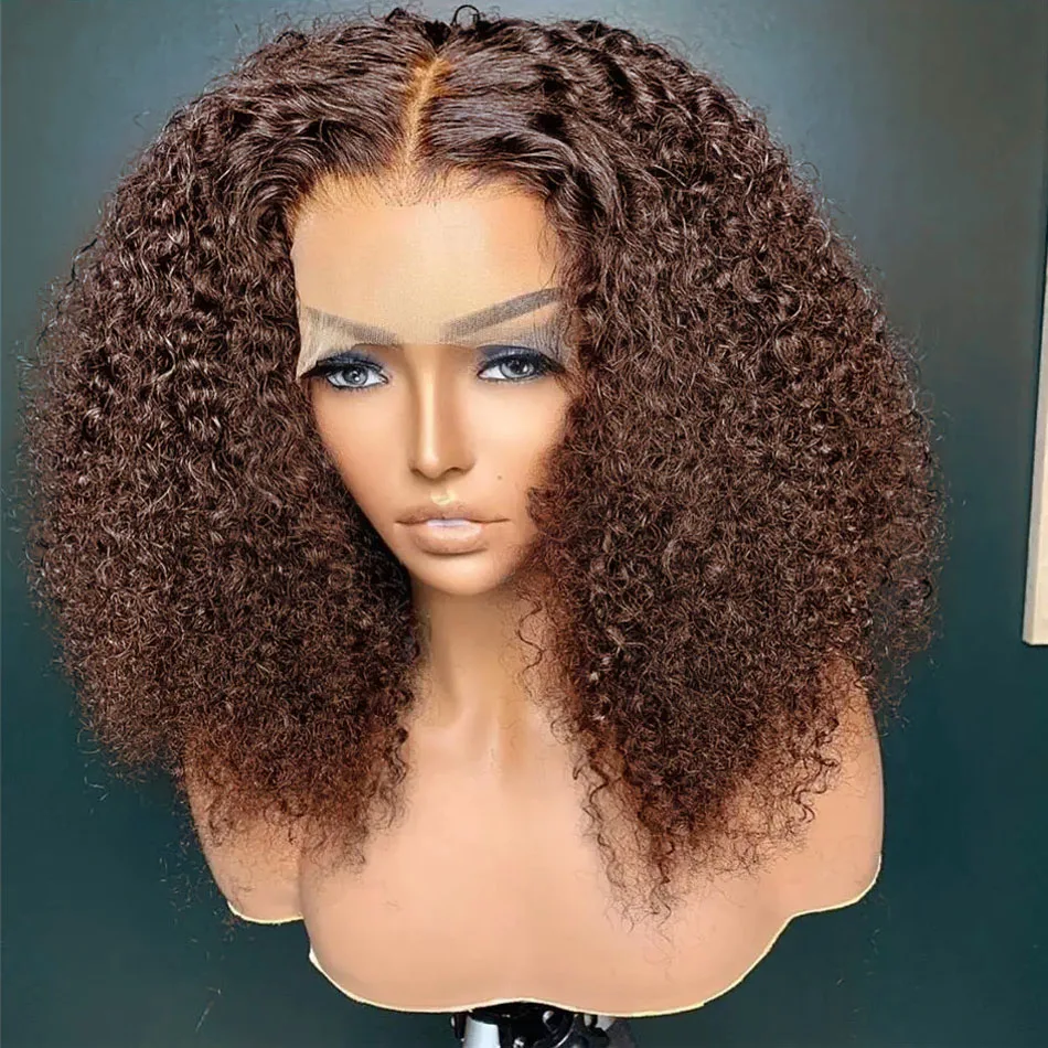 Human Hair Wig Chocolate Short Bob 250 Density 13x4 HD Lace Front Deep Wave