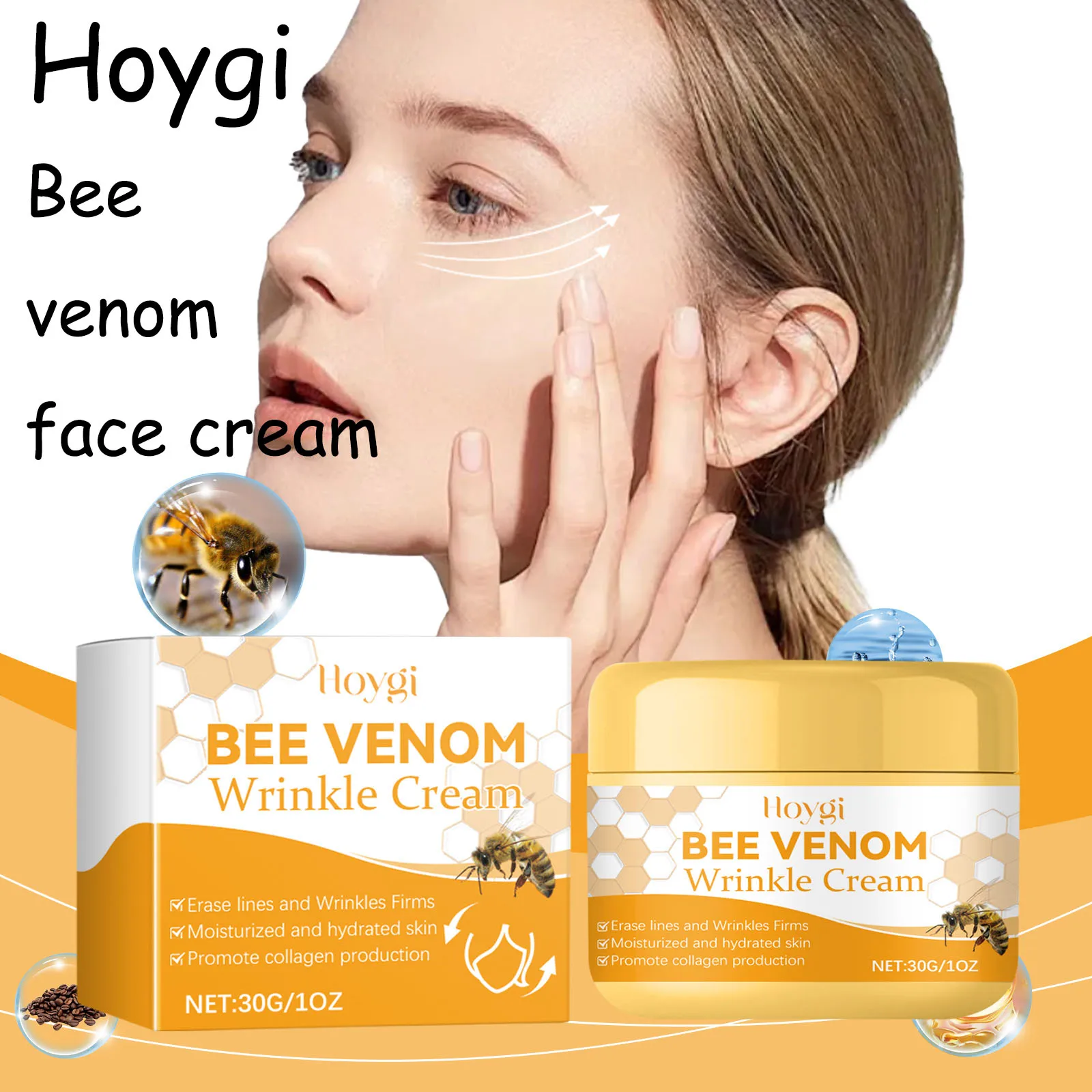 Hoygi Bee Venom Nourishing Face Cream Daily Moisturizing Reduce Dullness Firming Improve Roughness Softening Face Skin Cream