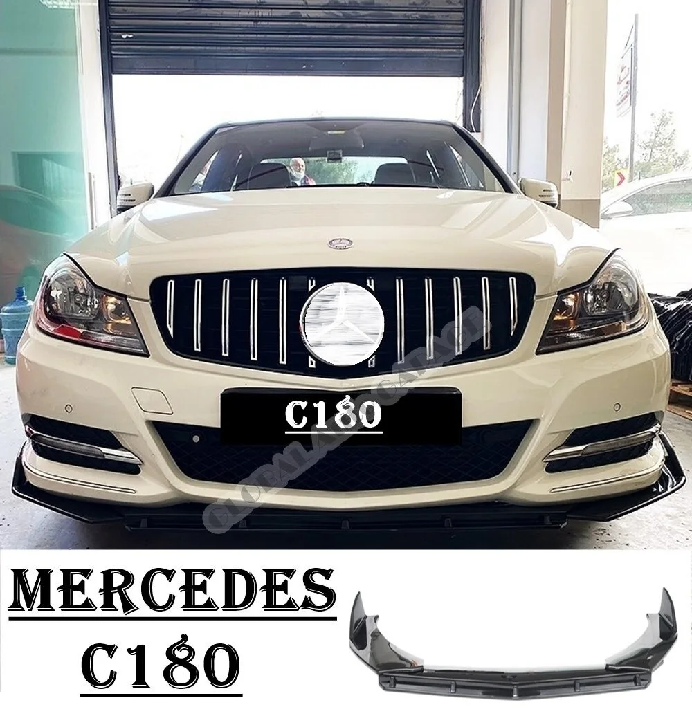 Per Mercedes Serie C Paraurti Anteriore Attacco Lip 2000-2020 Pianoforte Nero Lucido Splitter Diffusore Spoiler Universale Paraurti Flaps