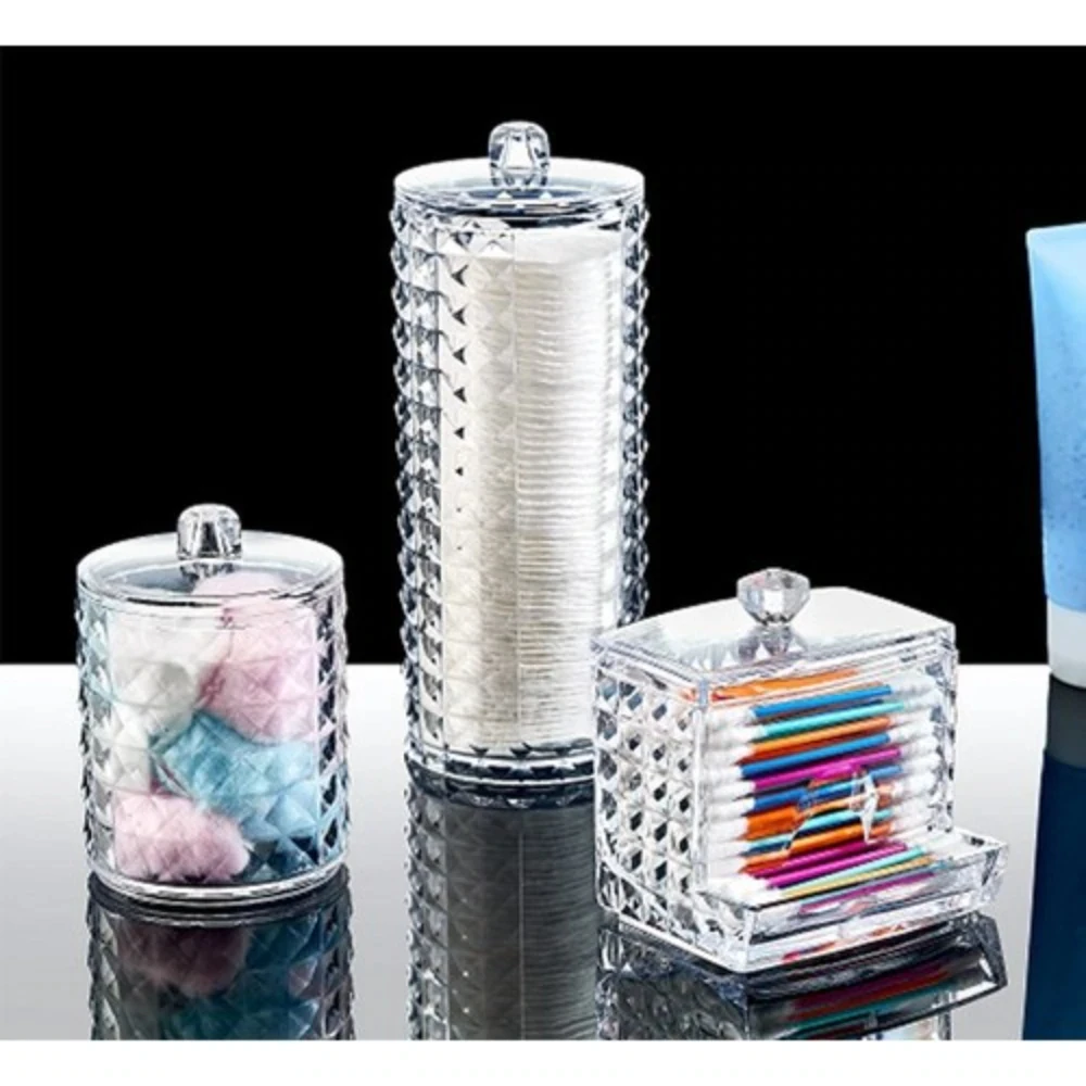 

Acrylic Cotton Swab Storage Holder Box Portable Transparent Makeup Pad Cosmetic Container Jewelry Organizer Bag