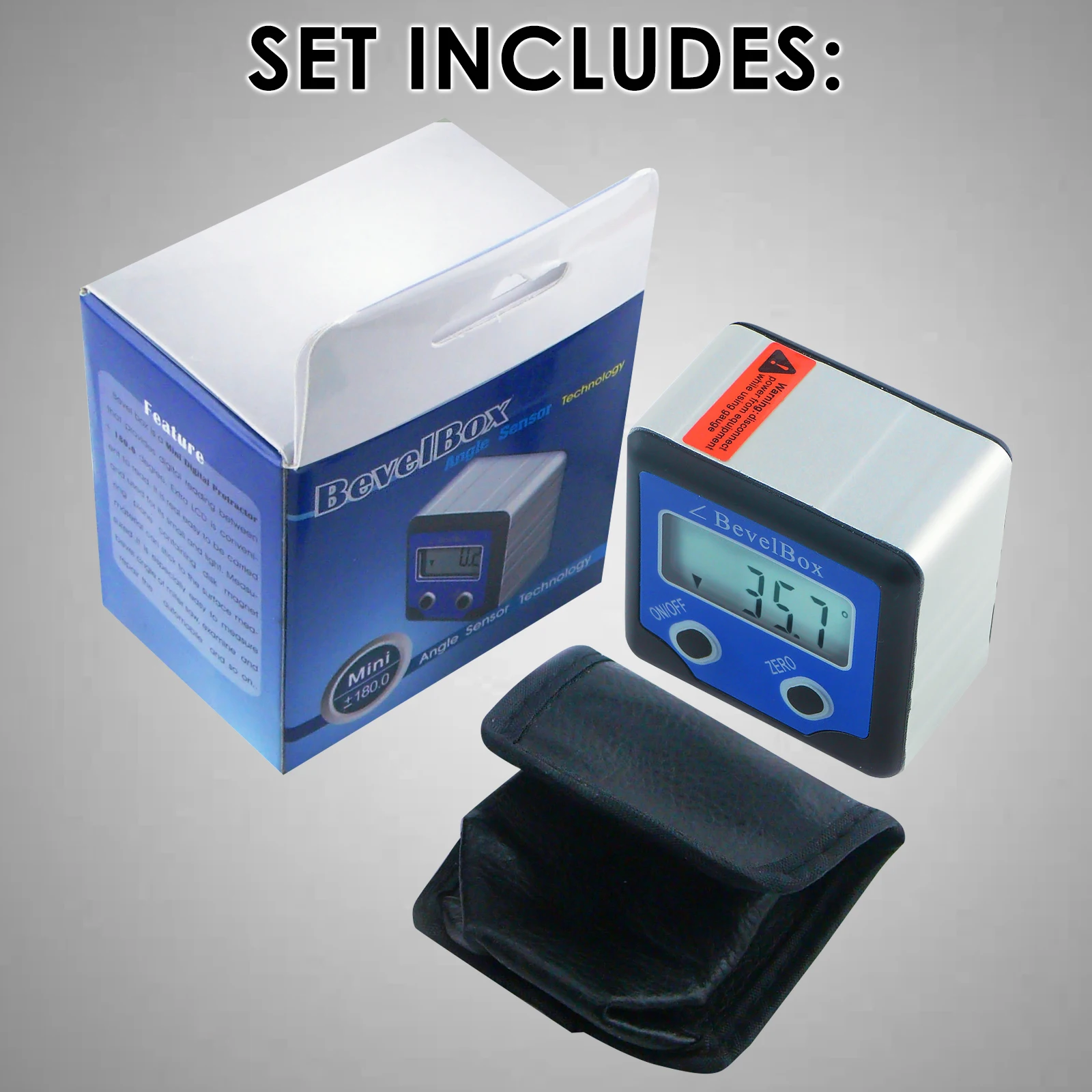 Digital 360° (±180°) Bevel Box / Inclinometer with Magnets Protractor Angle Finder 0.1° Accuracy IP54 Rate 2