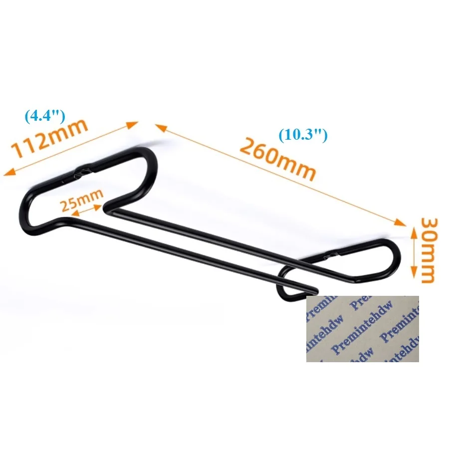 2Pcs Wine Glass Goblet Stemware Wire Rack Holder Storage Hanger Under Cabinet Mounting Shelf Chrome Matte Black White