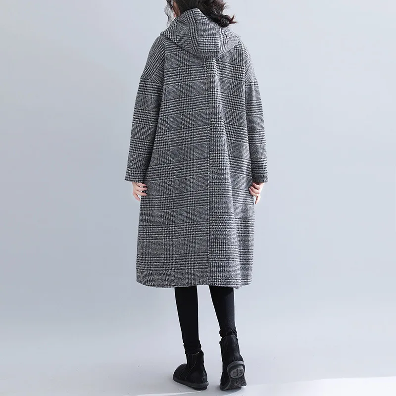Ladies Woolen Long Jacket Coat Fall Winter Casual Female Women Warm Thick Long Sleeve Coat Windbreaker Overcoat Outwear