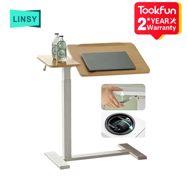 Tookfun Linsy Home Computer Desk Manual Lift Desk Student Home Writing Computer Desk Mobile Table Flip Desktop
