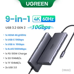 Premium USB - C Hub with 4K HDMI, 100W PD, SD/TF Card Reader, and USB 3.0 Ports (9 - in - 1 10Gbps)