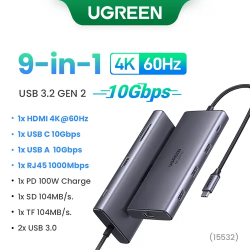 UGREEN Dual HDMI USB-C HUB 8K 4K HDMI Adapter 10 in 1 Splitter with RJ45 USB3.0 PD 100W Dock for MacBook Pro Air Laptop USB HUB - Image 19