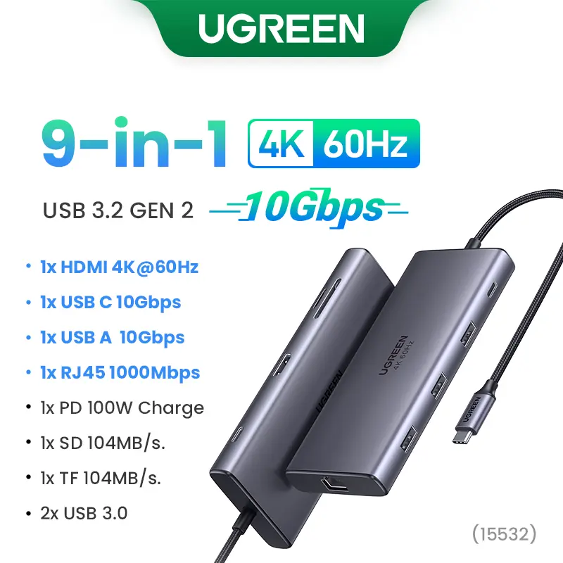 UGREEN Dual HDMI USB-C HUB 8K 4K HDMI Adapter 10 in 1 Splitter with RJ45 USB3.0 PD 100W Dock for MacBook Pro Air Laptop USB HUB - Image 19