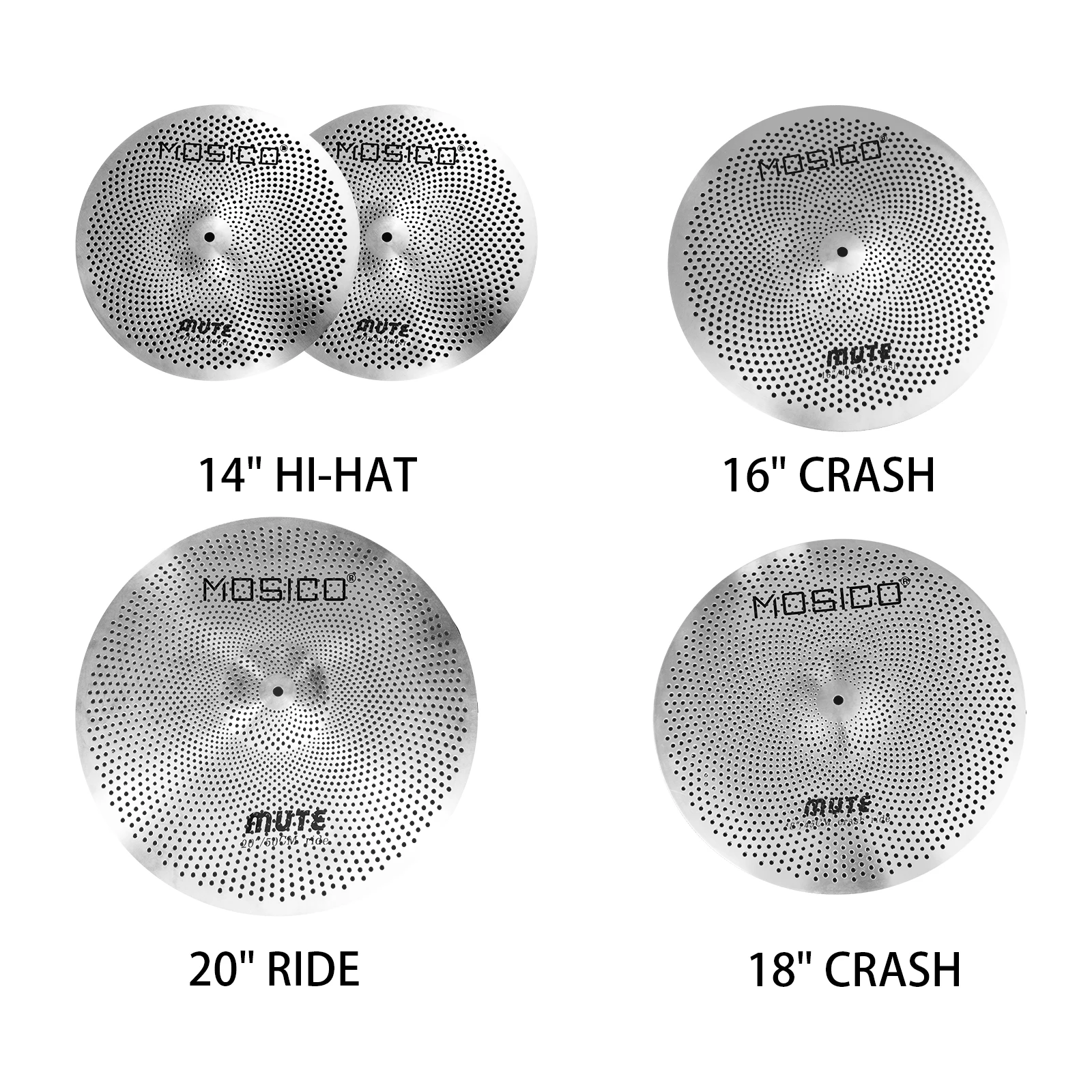 Mosico Low Volume Cymbal Pack 14"hihats 16"Crash 18"Crash 20"Ride Drum Cymbal for Drummer Drum Set