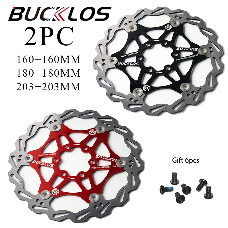 BUCKLOS-Freio A Disco De Bicicleta De Aço Inoxidável, Peça Flutuante Do Rotor, Mountain Bike, Mtb, 160, 180, 203, 1Pc, 2 Pcs