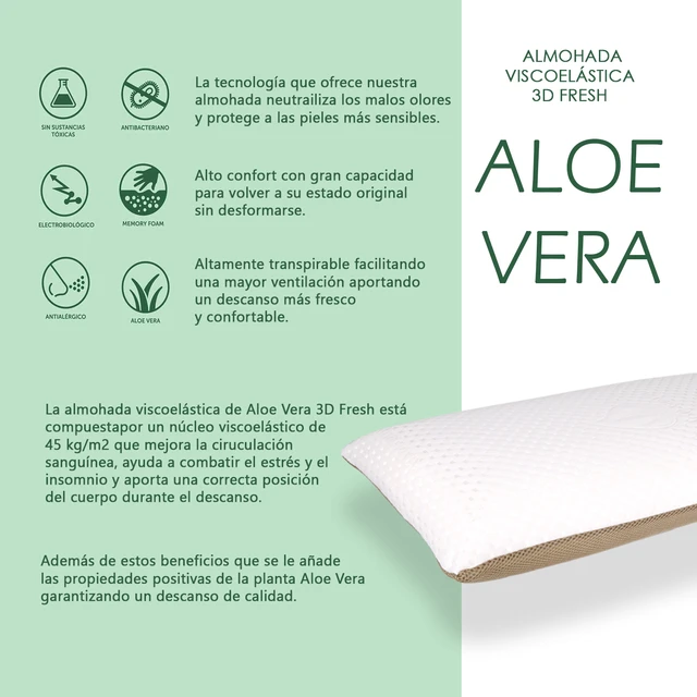 Almohada Viscoelástica Aloe Vera 135 cm Doble Funda