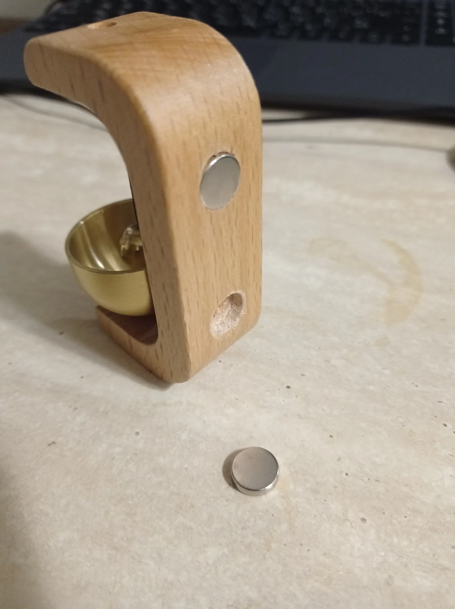 Magnetic Walnut Wood Doorbell with Wind Chimes photo review